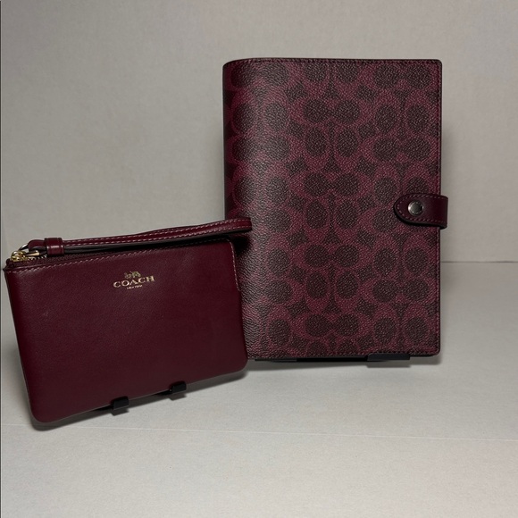 CoachBlack Currant Maroon Wallet and Planner Duo